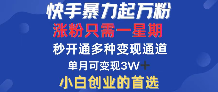 （12651期）快手暴力起万粉，涨粉只需一星期，多种变现模式，直接秒开万合，小白创…-小i项目网