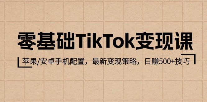 零基础TikTok变现课：苹果/安卓手机配置，最新变现策略，日赚500+技巧-小i项目网