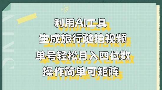 利用AI工具生成旅行随拍视频，单号轻松月入四位数，操作简单可矩阵-小i项目网