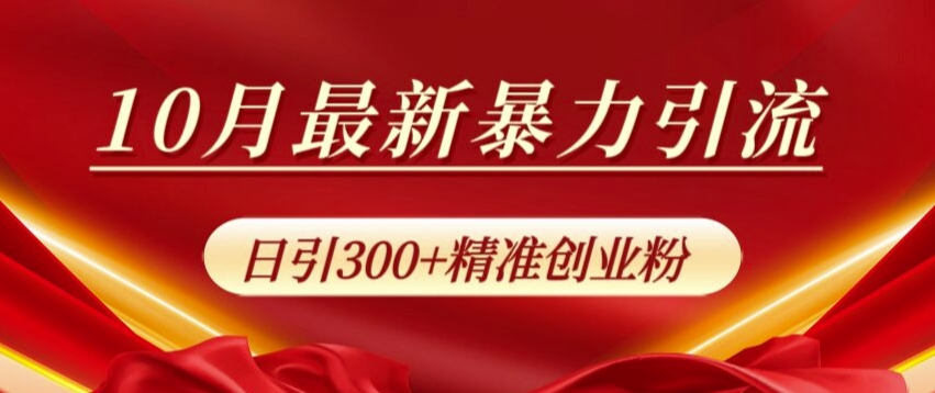 10月全新暴力行为引流方法，公域极致闭环控制，日引300 精确自主创业粉【揭密】-小i项目网