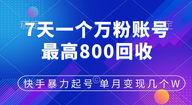 快手视频暴力行为养号，7天涨万粉，新手当日养号，多种多样变现模式，单月转现好多个-小i项目网