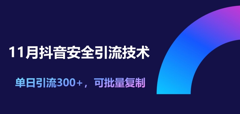 11月抖音安全引流技术，单日引流方法300 ，可快速复制-小i项目网