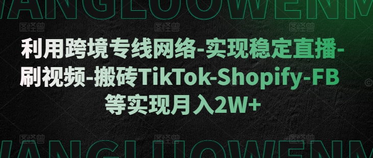 运用跨境专线互联网-实现稳定直播间-刷短视频-打金TikTok-Shopify-FB等实现月入2W 【揭密】-小i项目网