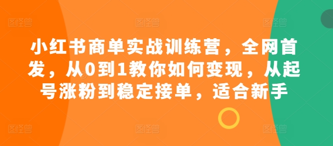 小红书的商单实战演练夏令营，独家首发，从0到1教大家如何盈利，从养号增粉到平稳接单子，适合新手-小i项目网