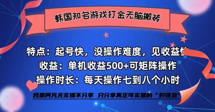 独家首发国外著名游戏打金没脑子打金单机版盈利500   即做！即赚！当日见盈利！-小i项目网