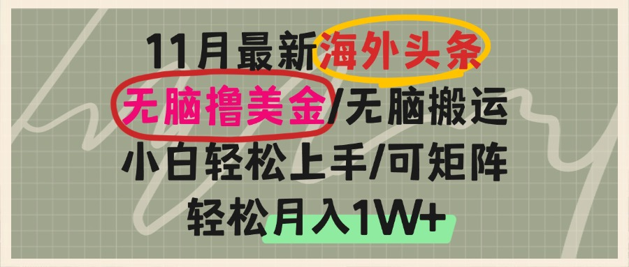 （13390期）国外今日头条，没脑子运送撸美元，新手快速上手，可引流矩阵实际操作，轻轻松松月入1W-小i项目网