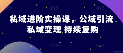 公域升阶实操课，公域流量引流方法 私域变现 不断回购-小i项目网