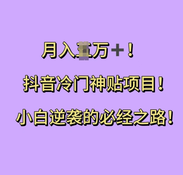 抖音冷门神贴项目，小白逆袭的必经之路，月入过W【揭秘】-小i项目网