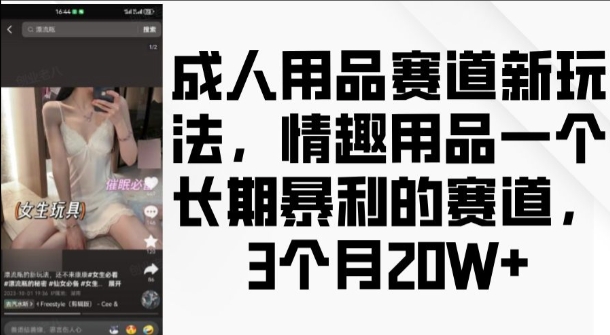 成人用品赛道新玩法，情趣用品一个长期暴利的赛道，3个月收益20个【揭秘】-小i项目网