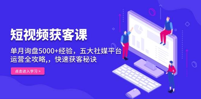 短视频获客课，单月外贸询盘5000 工作经验，五大社交媒体电商平台运营攻略大全,，迅速拓客窍门-小i项目网