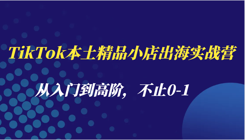 TikTok本土精品小店出海实战营，从入门到高阶，不止0-1-小i项目网