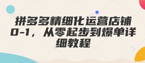 拼多多精细化运营店铺0-1，从零起步到爆单详细教程-小i项目网