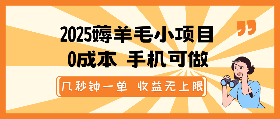 2025撸羊毛小程序，0成本费 手机能做，几秒一单，盈利无限制-小i项目网