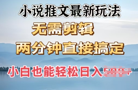 抖推猫全新游戏玩法，新手也可以月入5k，小说推文不用视频剪辑，立即代发货，2min立即解决-小i项目网