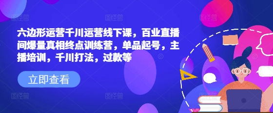 六边形运营千川运营线下课，百业直播间爆量真相终点训练营，单品起号，主播培训，千川打法，过款等-小i项目网