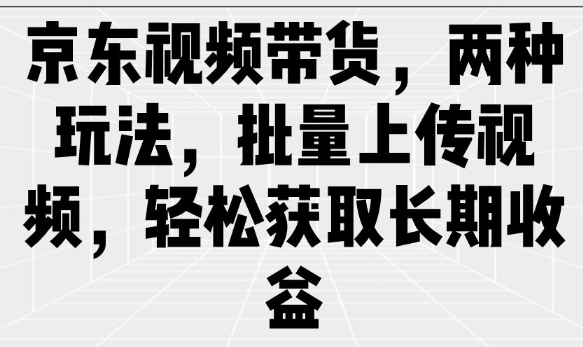 京东商城短视频带货，二种游戏玩法，批量采集短视频，轻松获取长期收益-小i项目网