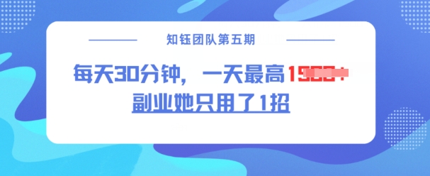 第二职业她仅用了1招，每日30min，没脑子二创，一天最大1.5k-小i项目网