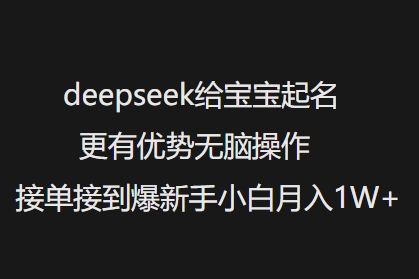 deepseek给宝宝起名字更具优势没脑子实际操作接单子收到爆新手入门月入1W-小i项目网