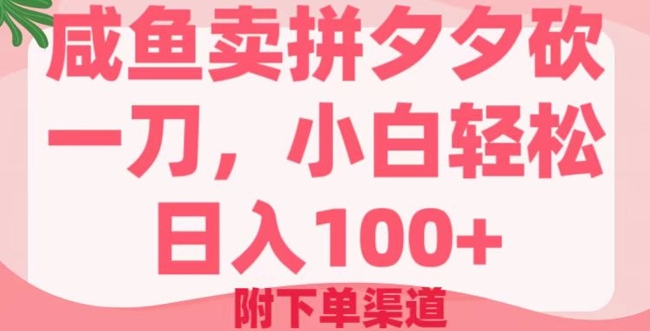 咸鱼卖并夕夕砍一刀，新手轻轻松松日入100 (附提交订单方式)-小i项目网