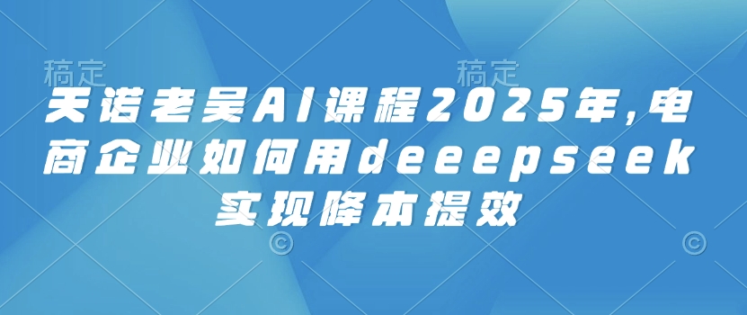 天诺老胡AI课程内容2025年，电子商务企业怎样用deeepseek完成降本提效-小i项目网