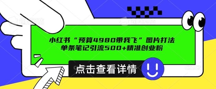 小红书图片引流方法玩法，一张图片点爆自主创业粉 私聊回用不完，一条手记引流方法500 精确自主创业粉-小i项目网