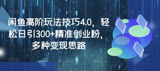 闲鱼平台高级技巧攻略4.0，轻轻松松日引300 精确自主创业粉，多种多样转现构思-小i项目网