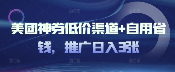 美团外卖神券廉价方式 自用省钱，营销推广日入3张-小i项目网