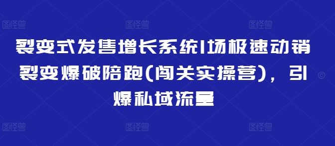 裂变开售提高系统软件1场急速促销裂变式工程爆破陪跑(冲关实际操作营)，点爆私域流量池-小i项目网