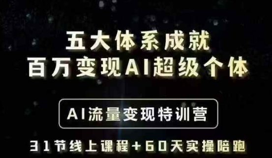 五大体系造就上百万转现AI超级个体- AI数据流量变现夏令营，一步一步教大家一个人怎么年收入百W-小i项目网