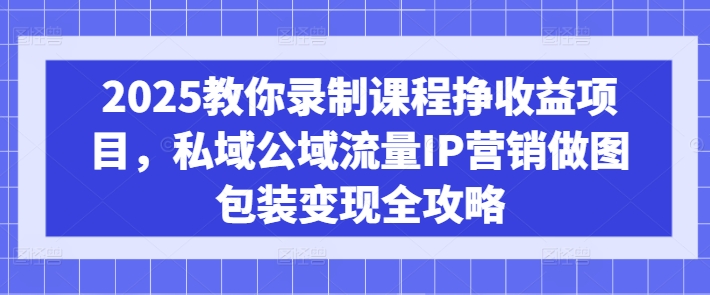 2025教大家录制课程挣盈利新项目，公域公域流量IP营销推广作图外包装转现攻略大全-小i项目网