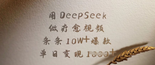 用DeepSeek做治愈短视频，一条条10W 爆品，单日转现好几张-小i项目网