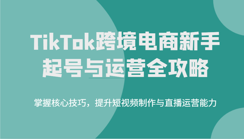 TikTok跨境电子商务初学者养号和运营攻略大全，掌握核心方法，提高小视频制作与抖音运营水平-小i项目网