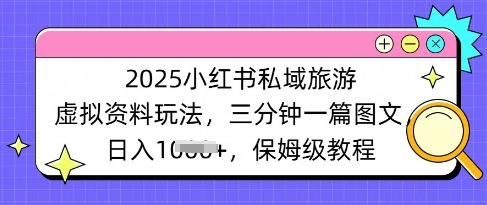 2025小红书的公域度假旅游虚似材料游戏玩法，三分钟一篇图文并茂，日入好几张 家庭保姆级实例教程-小i项目网