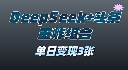 2025年DeepSeek 今日头条王炸组合，单日转现3张-小i项目网